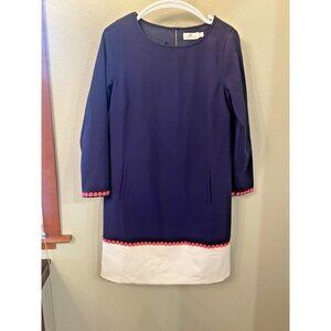 Vineyard Vines Womens Sheath Dress‎ Small Navy Blue Knee Length Long Sleeve